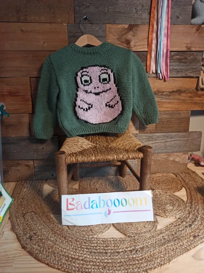 Pull fait main Barbapapa 2 ans tbe