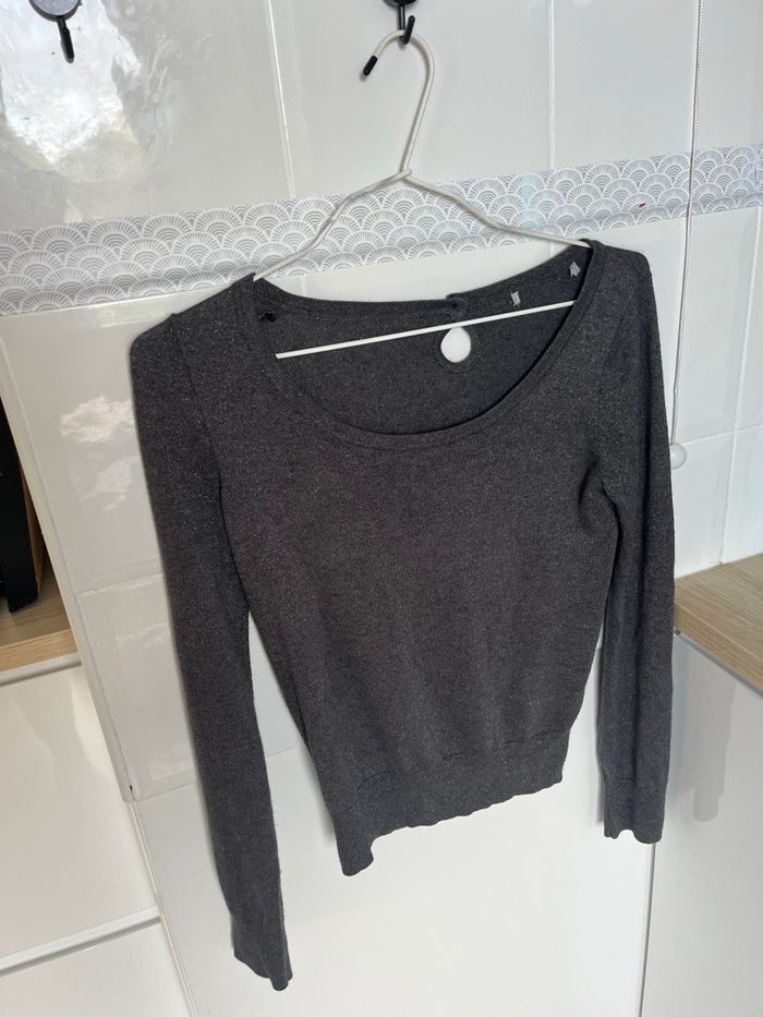 Pull Gris Pailleté XS - photo numéro 4