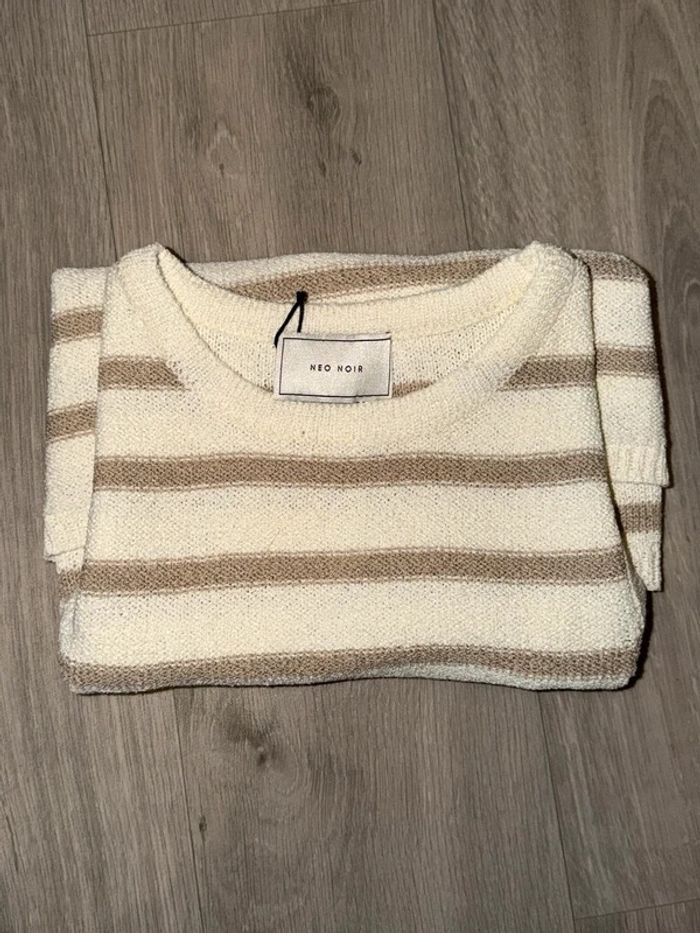 Pull sans manches rayé Naf Naf – taille XS / 34 – neuf avec étiquette - photo numéro 2