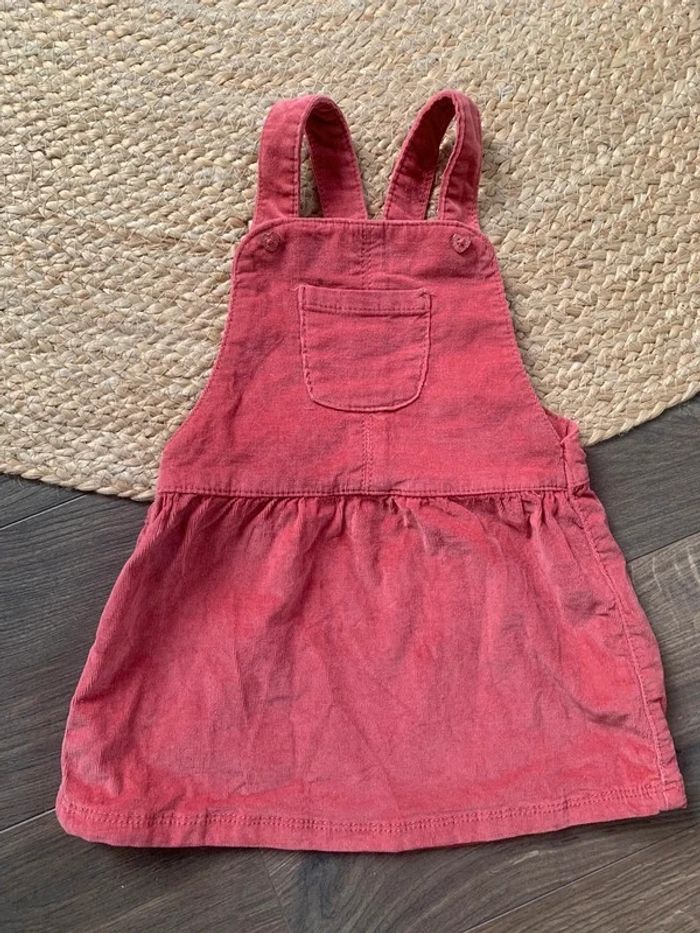 Robe salopette velours rose framboise TAO tape a l’œil 12 mois - photo numéro 2