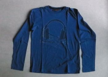 Maillot manches longues bleu imprimé "casque"