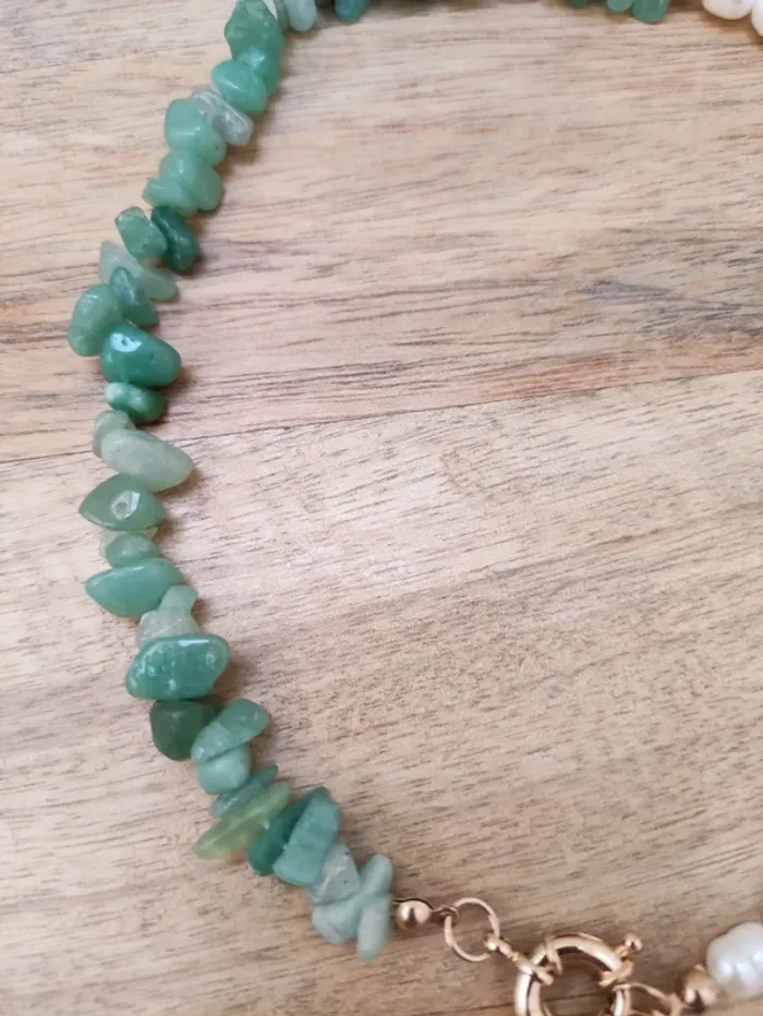 🌱 collier acier et pierre semi précieuse Aventurine 💋 - photo numéro 4
