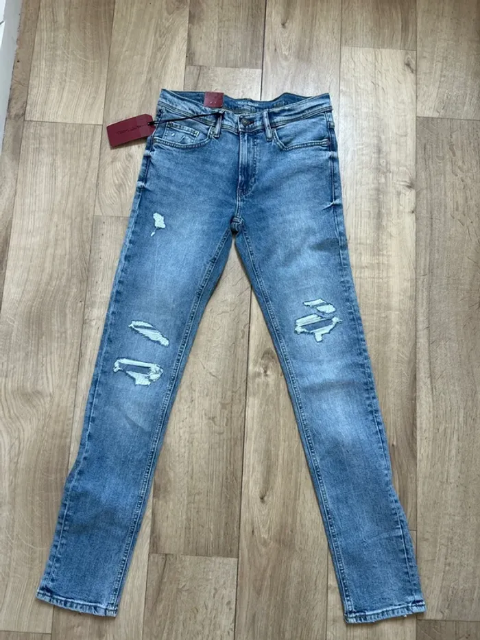 Jeans bleu clair destroy Teddy Smith flash jr skinny 16ans