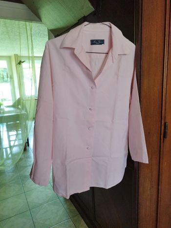 Chemise rose pâle rayures vintage XL/42 y2k