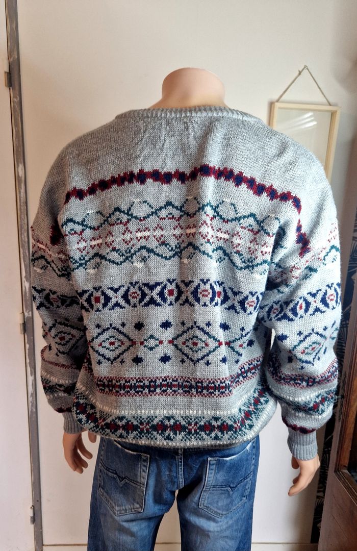 Gilet Homme C&a Gris Vintage Scandinave Cardigan taille L décontracté - photo numéro 3