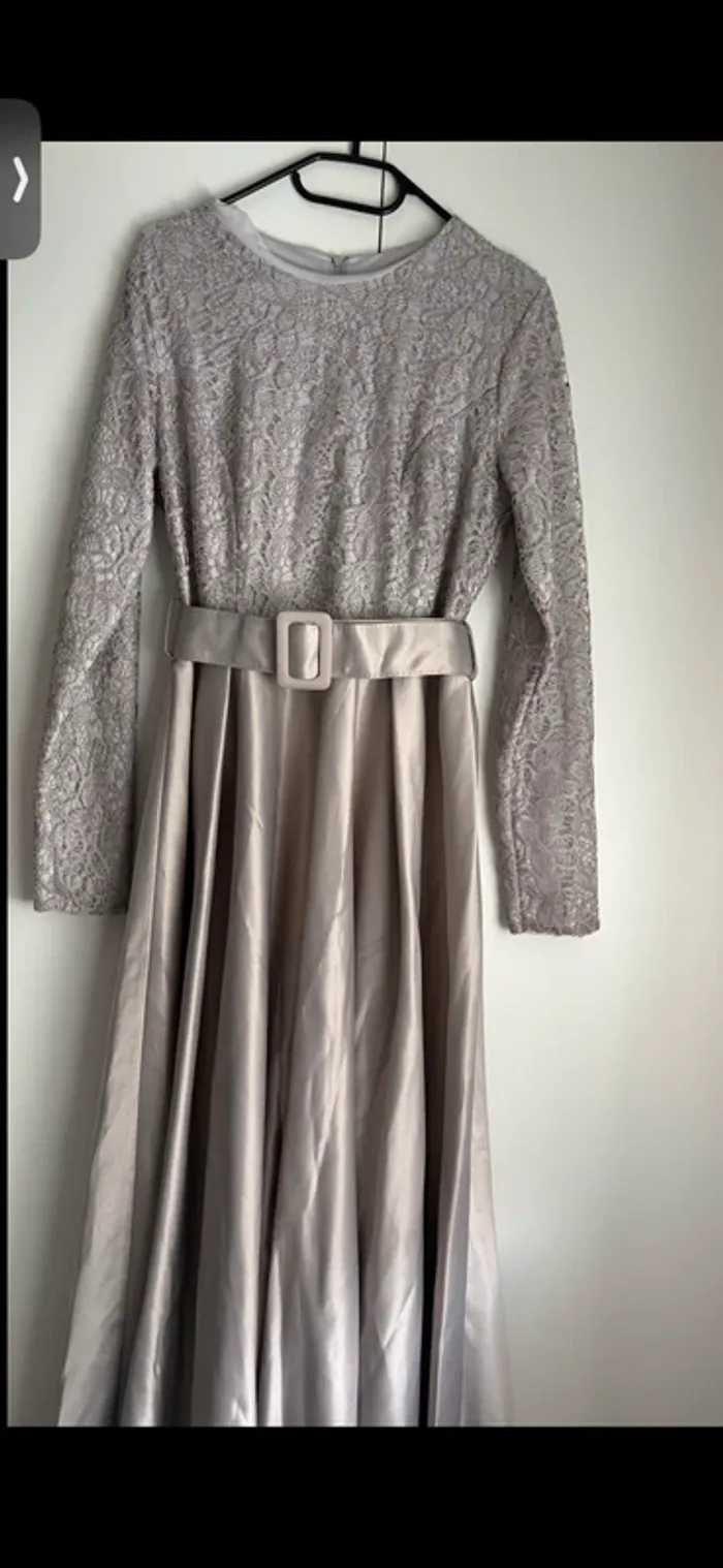 Robe longue de cérémonie / soirée grise argenté taille unique - photo numéro 2