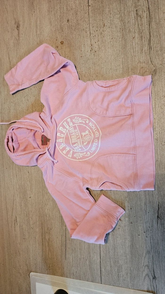 Pull rose, manches longues à capuche, GirlSport, 8 ans - photo numéro 3