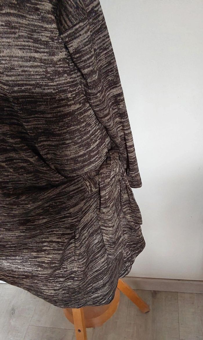Robe chinée marron et beige noué sur le côté  T 40 - photo numéro 4