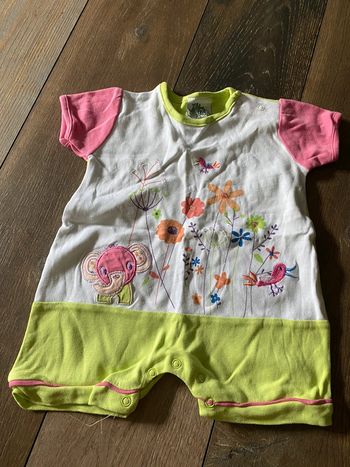 Combinaison 9 mois éléphant fleurs fille