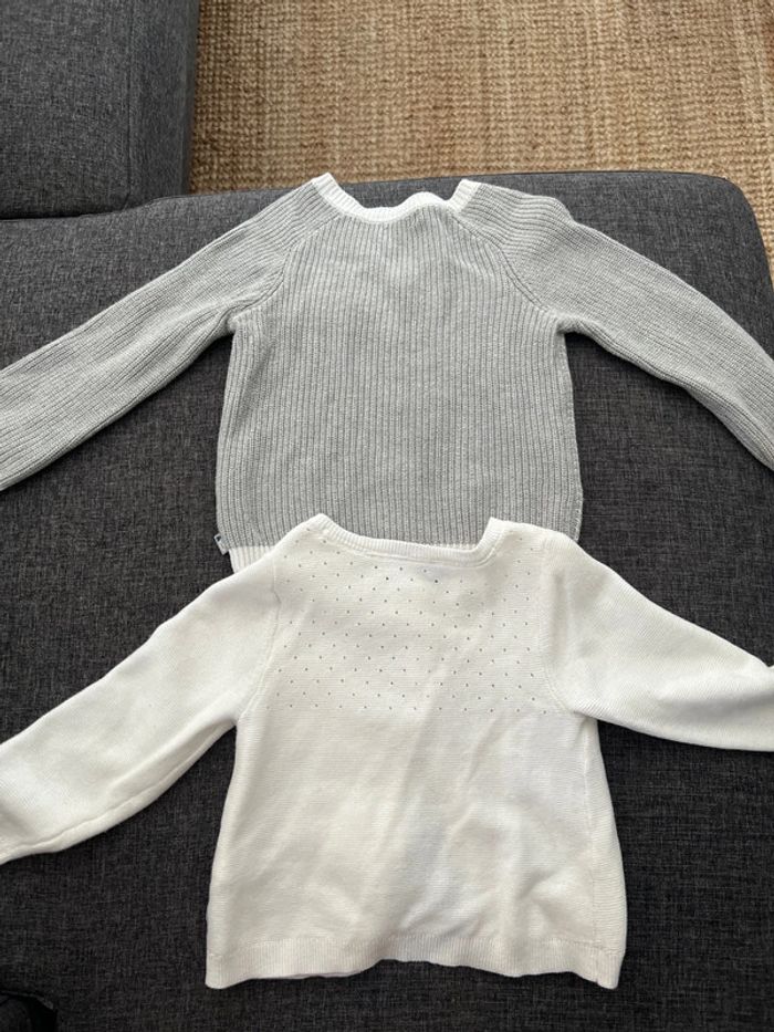 Lot 2 gilets bébé gris et blanc Obaibi et Dpam 86cm 23 mois - photo numéro 2