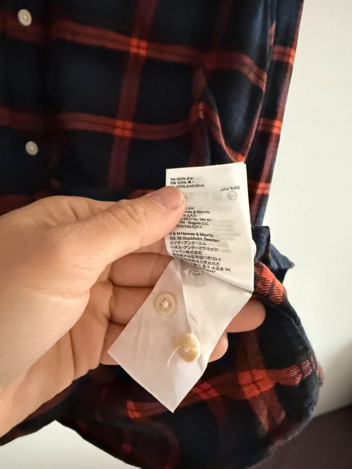 Chemise / Surchemise H & M coton flanelle taille L couleur marine & rouge - photo numéro 6