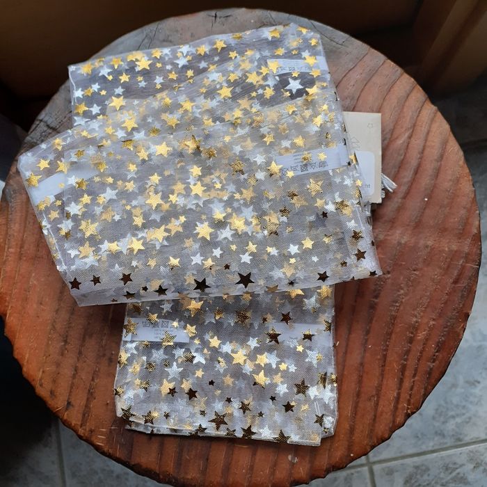 Lot 5 pochettes cadeaux en tissu étoiles dorées *2 formats - photo numéro 7