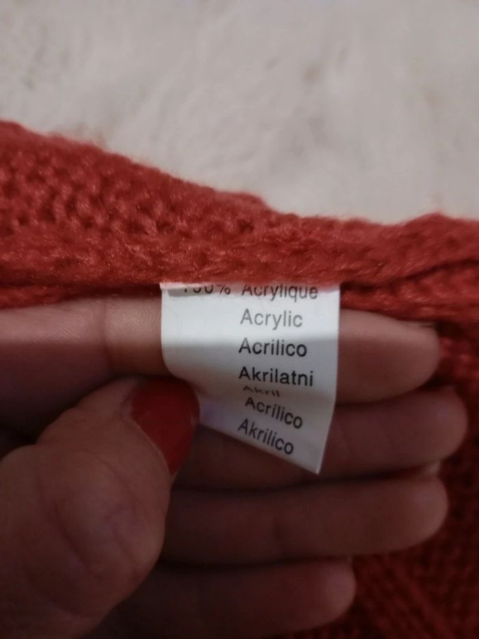 Pull manches courtes femme M mailles rouges c74 - photo numéro 12