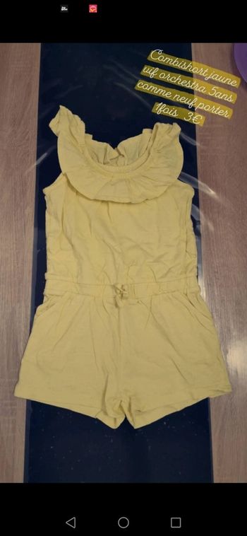 Combishort jaune vif orchestra 5ans