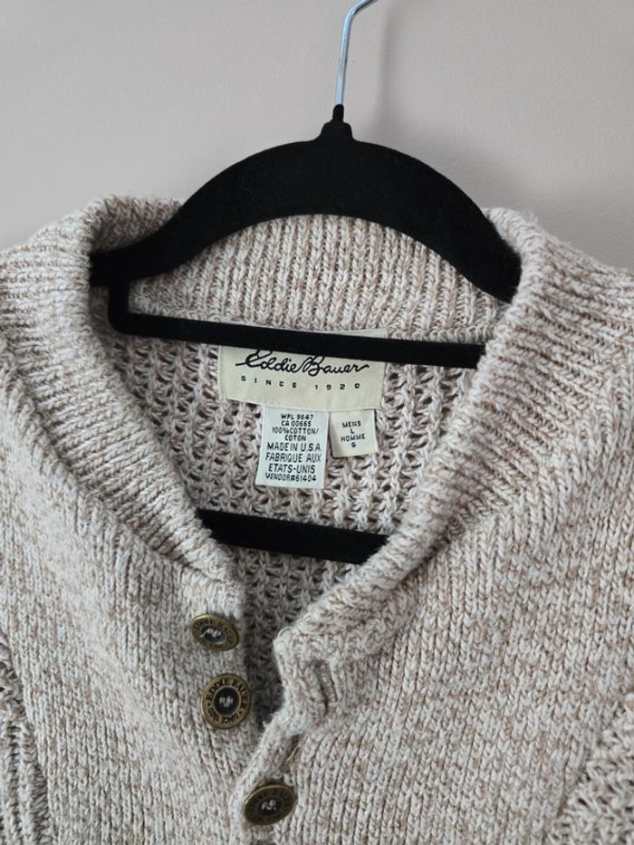 Pull Eddie Bauer col boutonné beige taille XXL – Style classique et confort optimal - photo numéro 2