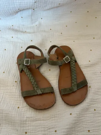 Sandales Pom d’Api – Taille 30 – Cuir & daim kaki