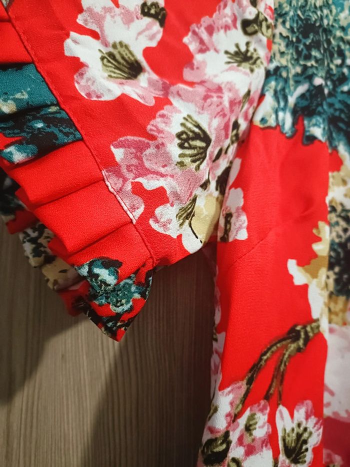 Haut blouse rouge manches courtes - photo numéro 3