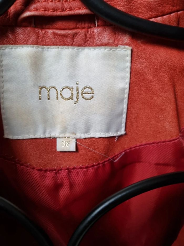 Veste en cuir couleur orange rouille - photo numéro 2