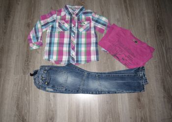 ENSEMBLE 3 PIÈCES GARÇON : TEE SHIRT ML + CHEMISE ML + JEAN "TAPE A L’ŒIL" - 6 ANS - n°01