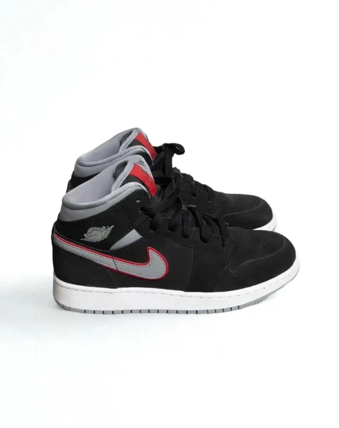 JORDAN 1 MID Black Particle Grey Gym Red – Taille 38,5 - photo numéro 6