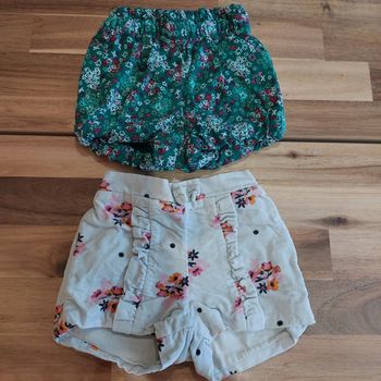 Lot de 2 short culotte velour côtelé 9 et 12 mois