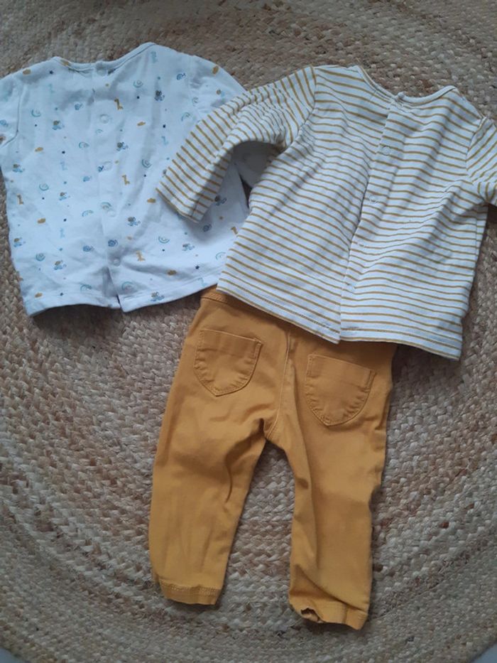 Lot de 2 hauts manches longues et pantalon Mots d'enfants 9 mois - photo numéro 4