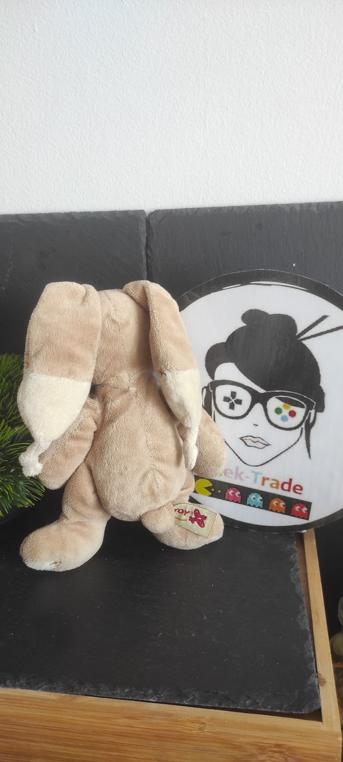 Doudou peluche Lapin beige Bastien Nicotoy marron croix ancien Vintage Couture - photo numéro 2