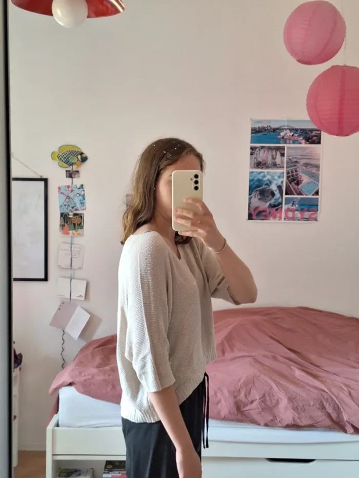 Haut pull beige pailleté femme M 38 - photo numéro 3