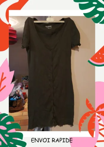 Robe moulante en coton côtelé, couleur kaki
