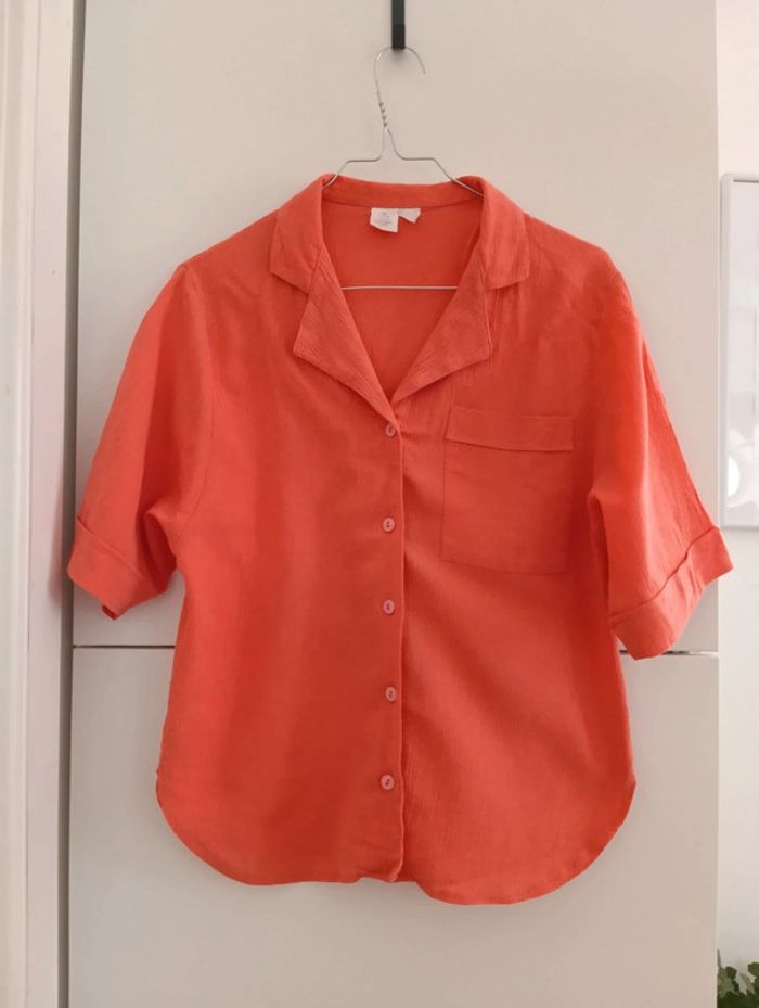 Chemise vintage orange coton léger taille - photo numéro 2