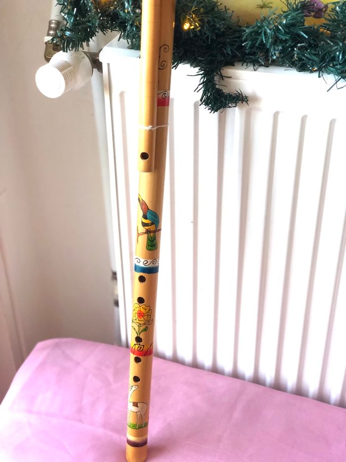 Flûte 🪈 de bambou, neuf avec motifs travestiere - photo numéro 5