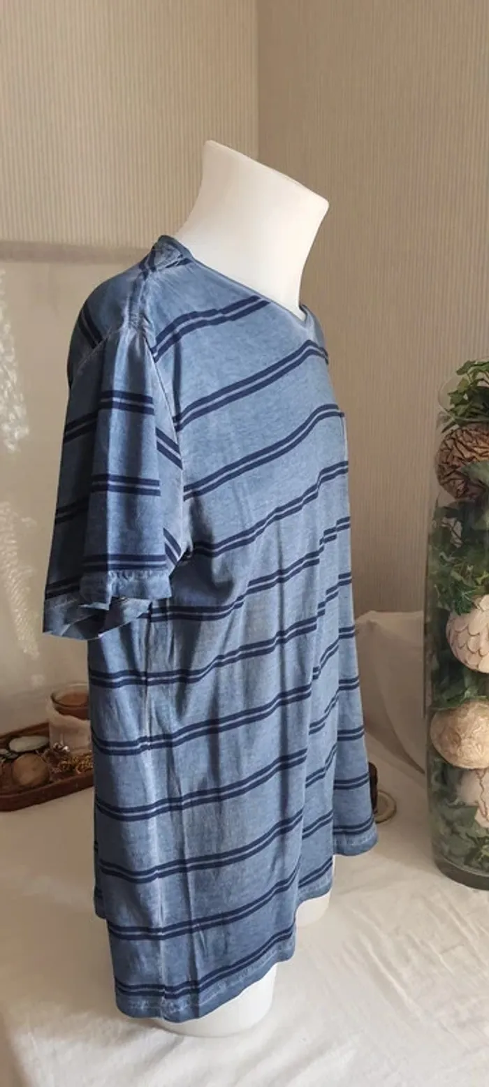 Tee-shirt homme bleu rayé "TEX" taille XL - photo numéro 3