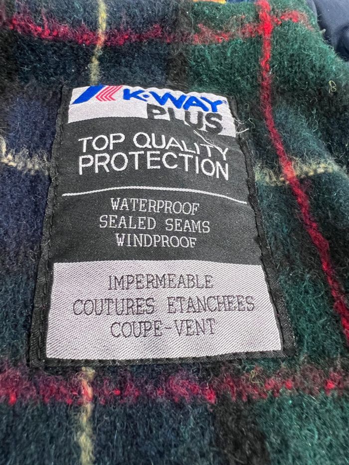 K-Way Manteau Imperméable Rouge Taille L – Col Velours Vintage - photo numéro 7