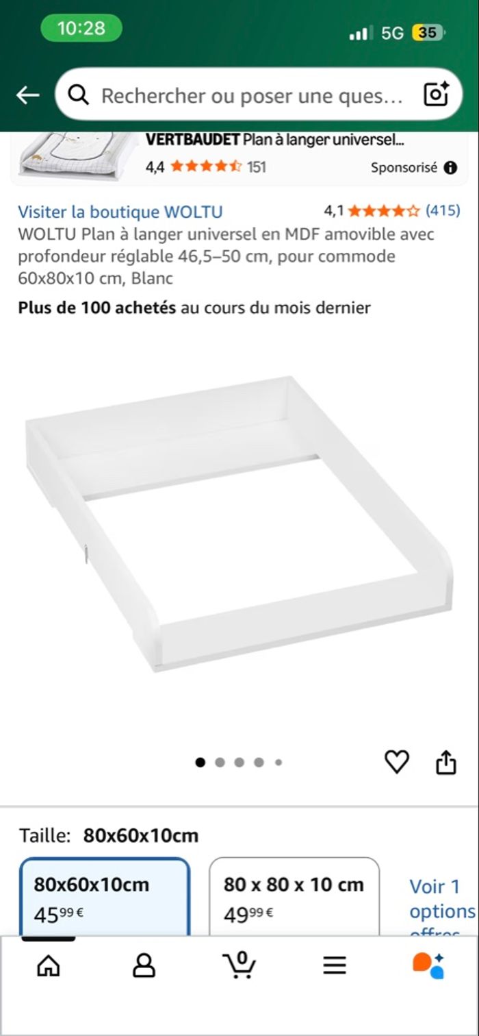 Support de table à langer pour commode - photo numéro 3