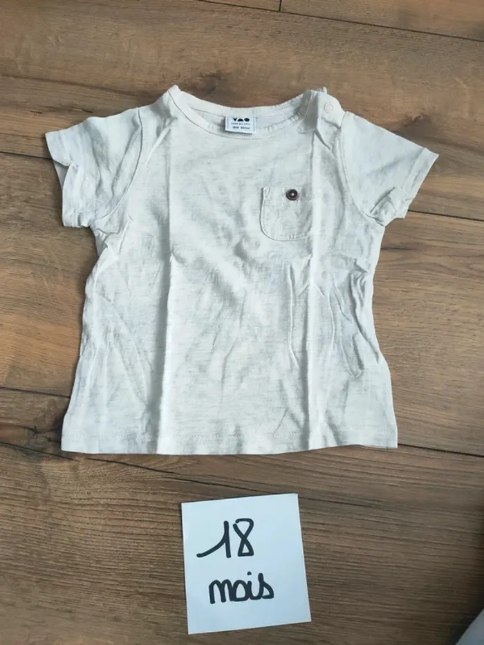 Tee shirt gris clair tape a l'oeil garçon 18 mois