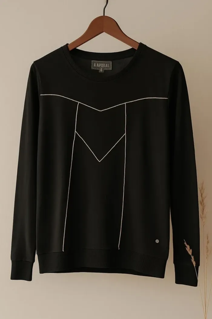 Pull noir à motif géométrique - Kaporal - Taille S