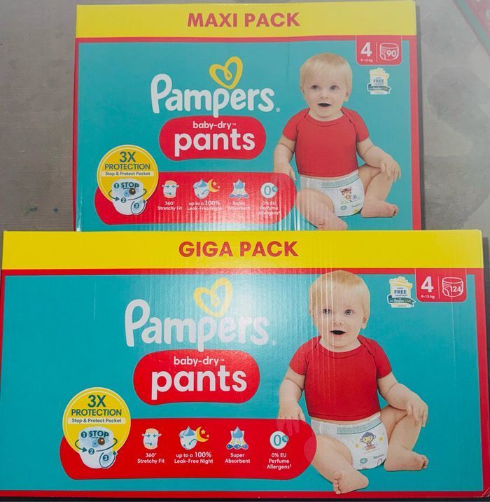 Lot de 2 paquets de couches Pampers taille 4