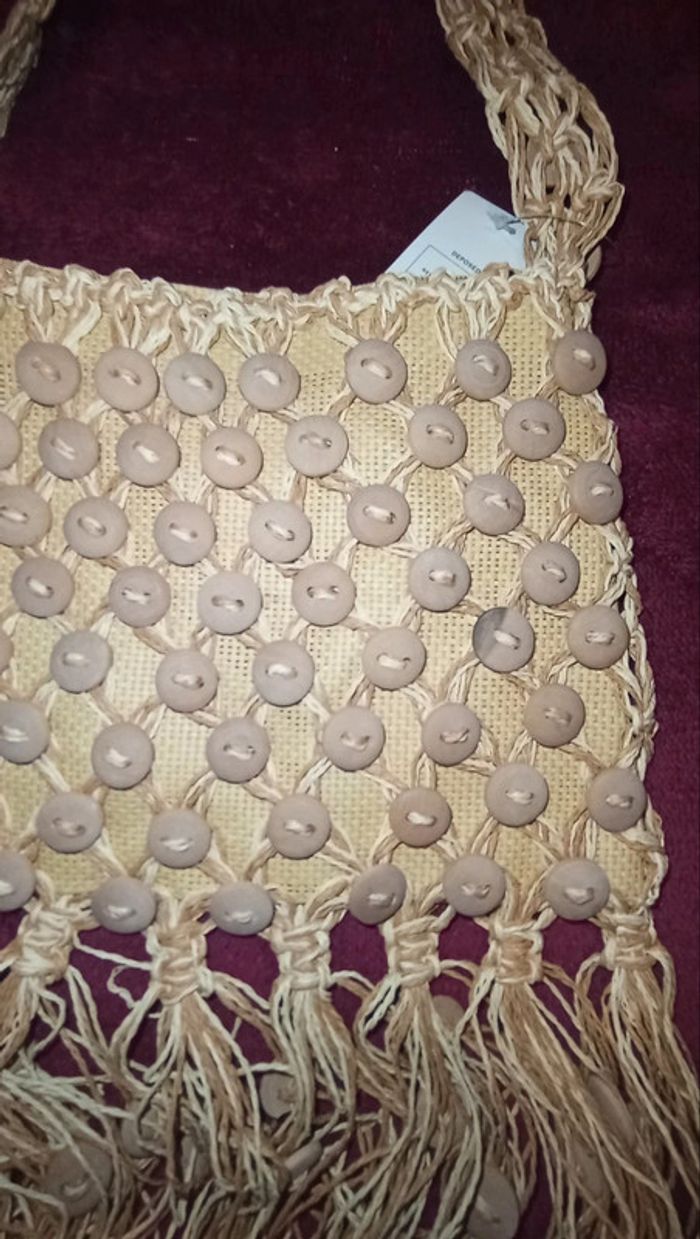 Deux magnifiques sacs a bandoulière avec boutons et franges Neufs Giada - photo numéro 3