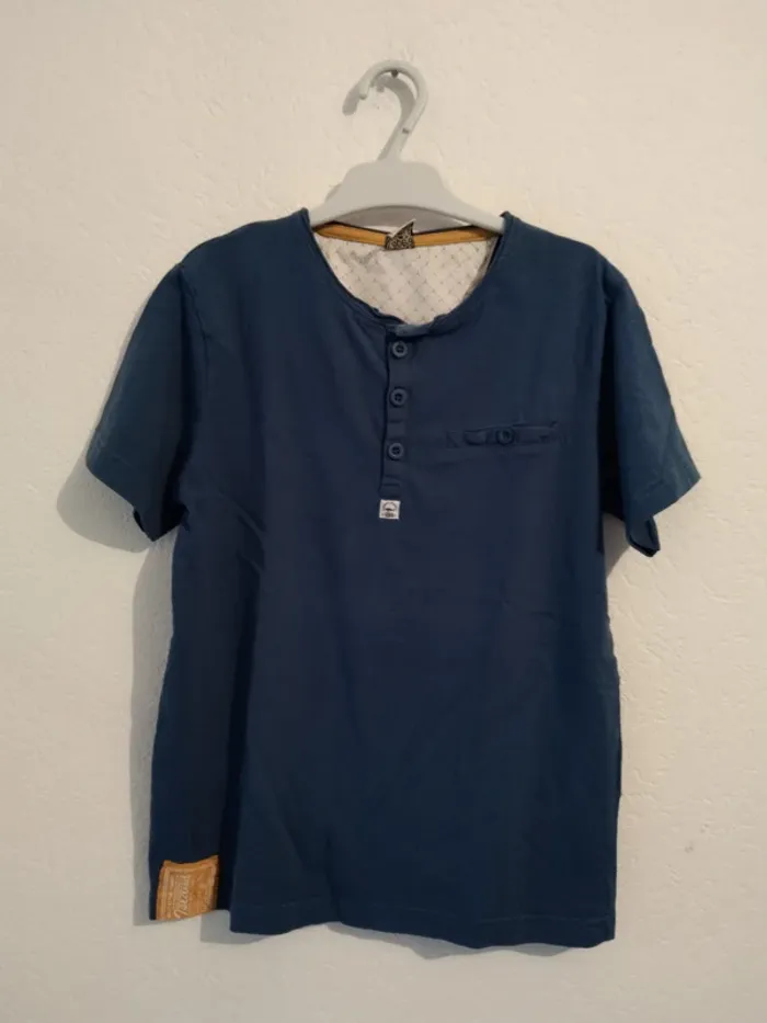 tee shirt manches courtes bleu tao garcon 10 ans