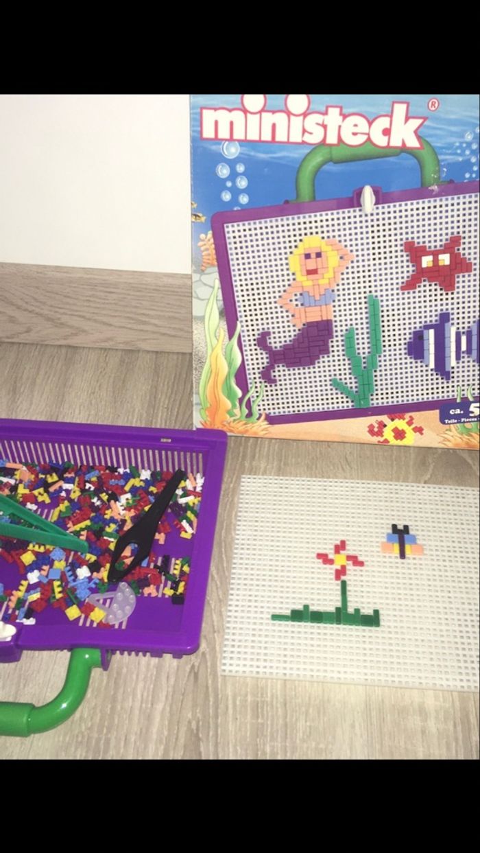 Jeux mosaïque piquot avec modèle couleur motricité fine sirène création temps calme minutieux - photo numéro 2