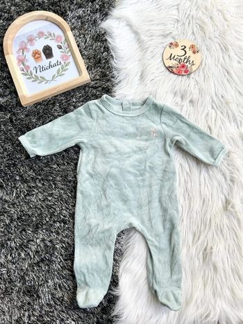 Pyjama velours turquoise - 3  mois 59 cm
