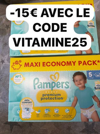 Deux carton couche Pampers economy taille 5 preuim
