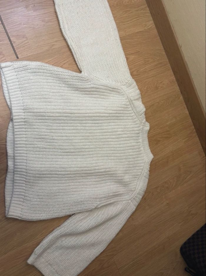 Pull à mailles torsadées blanc cassé H&M – Taille M - photo numéro 8