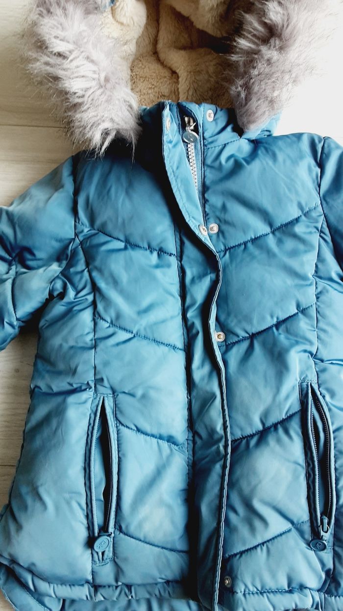Vêtement fille manteau chaud hiver à capuche amovible bleu Okaïdi 4 ans - photo numéro 6
