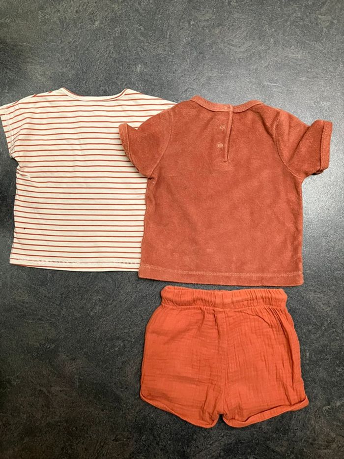 Ensemble 3 pièces été garçon 12mois gaze et éponge - photo numéro 3