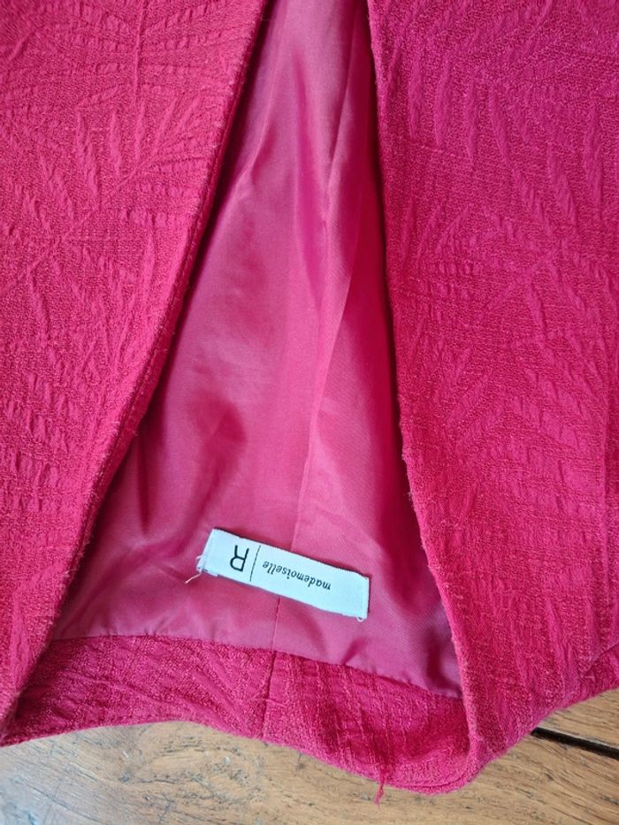 Veste blazer la redoute jacquart rose fuchsia t 36 excellent état - photo numéro 3