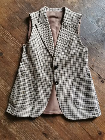Gilet sans manches pied de poule coupe classique vintage