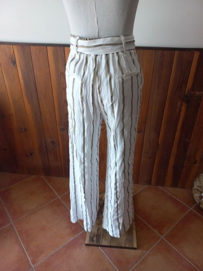 Pantalon rayé blanc/brillant - photo numéro 2