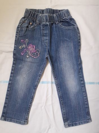 Jean bleu motif lilas