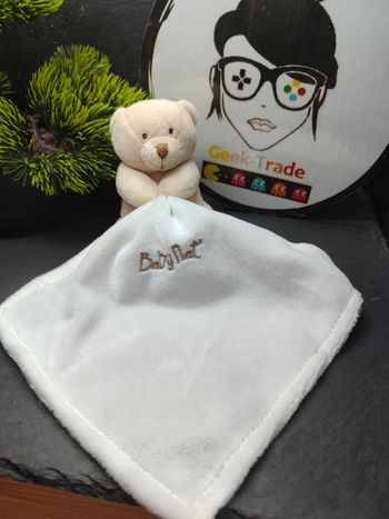 doudou ours mouchoir baby nat bn3520 blanc crème beige marron naturel Naturel